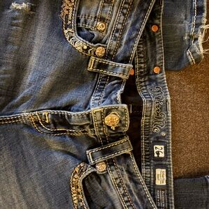 Miss Me Dark Blue Jeans with Gold Accents